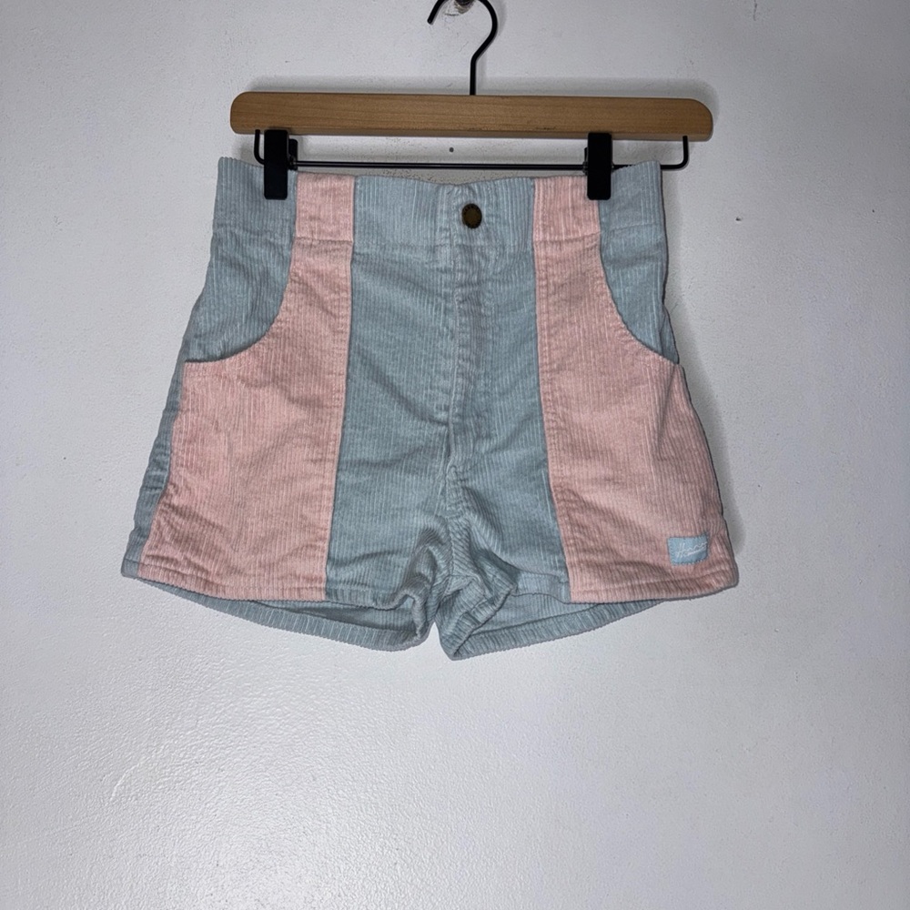 Pastel Pink and Blue High Waist Women's Shorts